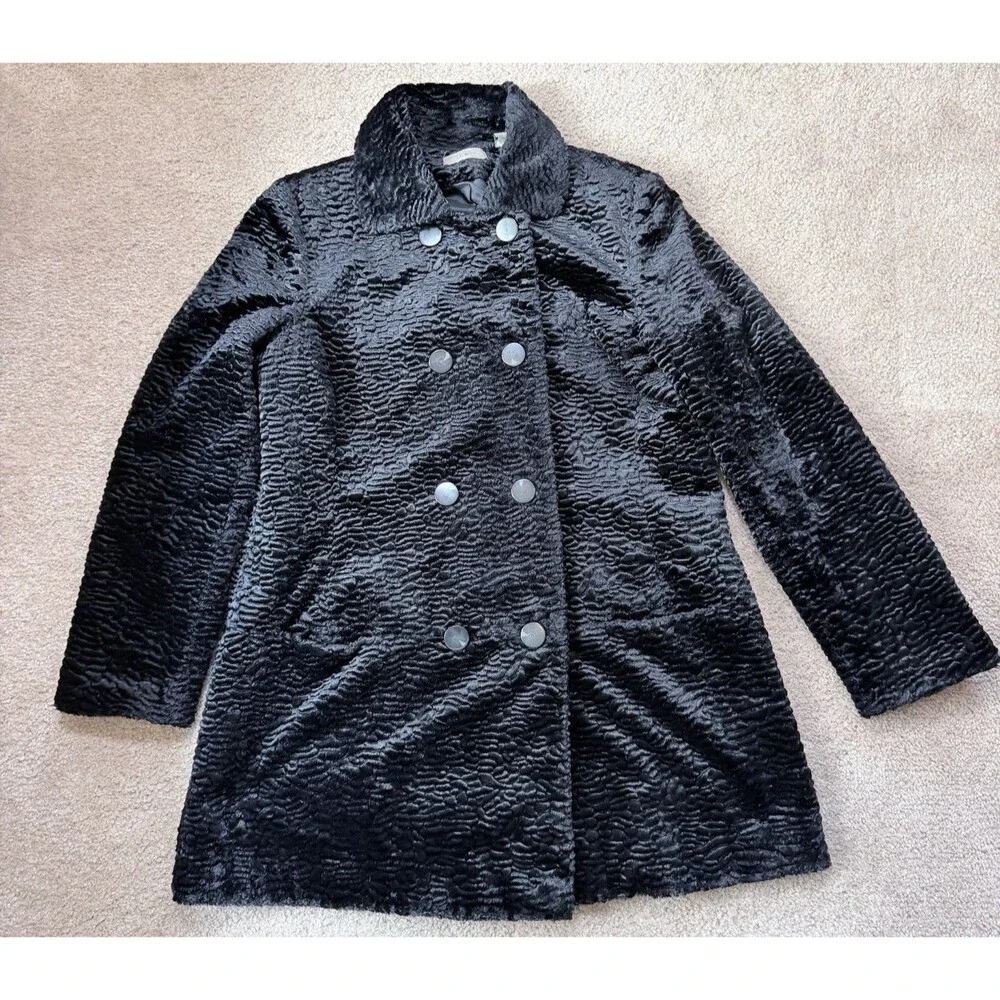 Vintage i.e. Faux Persian Lamb Fur Double-Breasted Coat – Size XL Mob Wife